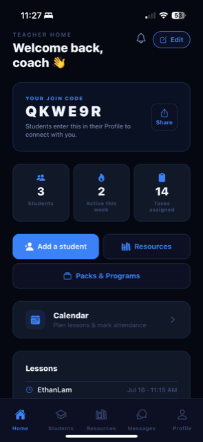 Teacher dashboard